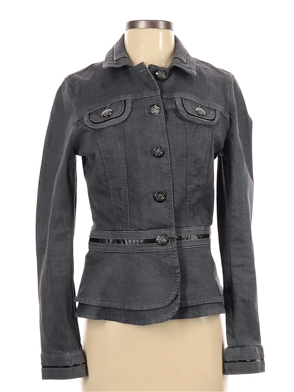 White House Black Market Dark Gray Tailored Denim Jacket